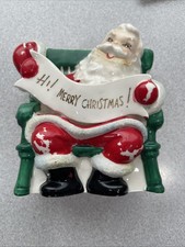 Vintage Ucagco Ceramic Santa Planter Japan Hi Merry Christmas  picture