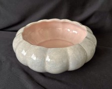 Vintage Gonder Ribbed Console Bowl H29 Gray/Blue with Pink Interior picture
