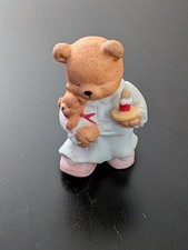 BC Bronson Teddy Bear Figurine Porcelain Bisque Art Bear Ready for Bed Vtg 2