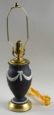 Wedgwood Cream Color on Black Jasperware Electric Lamp No Shade 2648343 picture
