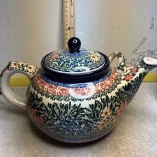 Unikat Polish Pottery Large Teapot Double Handle Two Quarts -1625 picture