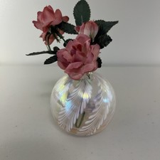 Vintage Silvestri Iridescent Pink Hand-Blown Glass Perfume Bottle Flame picture