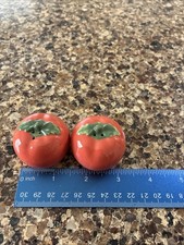 VINTAGE CUTE TOMATOES  Tomato CERAMIC SALT AND PEPPER SHAKERS EUC Ships Fast picture