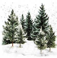 (2) Two Paper Lunch Napkins for Decoupage/Mixed Media - Whispering Pines trees picture