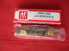 J A HENCKELS GERMANY  HK-3 HS 3 BLADE STOCKMAN STAG HANDLES KNIFE picture
