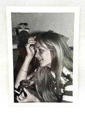 1970's Young Girl Woman Smoking Black & White Vintage Photo picture