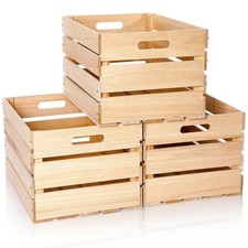 Weysat 3 Pack Large Wood Crates Box for Storage Unassembled 16 x 12 x 9.5'' Wood picture