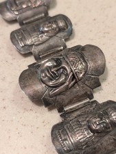 Large 925 Mayan Sterling Silver Antique Bracelet FS Inca Peru/Mexico picture