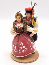 Vintage Polish Krakow Folk Dolls Couple 5” Handmade Regional Costume Poland picture