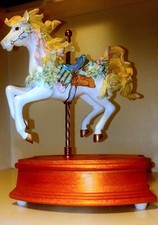 Vintage Limited Westland Musical Horse Carousel Floral Roataiting Music Box picture