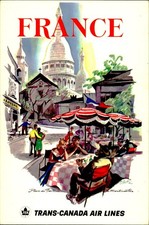 Trans-Canada Air Lines Air Canada FRANCE Postcard Montmartre Cafe Vintage picture