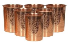 Pure Copper Handmade Water Drinking Glass Tumbler For Health Benefits Set Of 6 picture