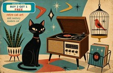 Atomic Cats Mid Century Modern Artwork Retro Metal Tin Sign Room Wall Decor picture