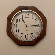 Vintage Verichron Quartz Wood Framed Wall Clock MCM picture