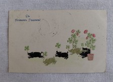 1906 German New Year Postcard Lucky Pigs Four Leaf Clover Embossed RussianEmpire picture