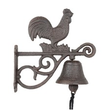 Rooster Scrolls Farm Dinner Bell Cast Iron Wall Mounted Rustic Country Western picture