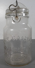 Rare THE CANTON COMESTIC FRUIT JAR - Clear Quart Canning Jar with Correct Lid picture