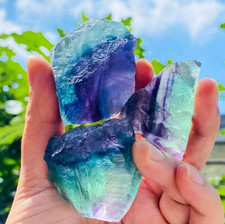 3PCS Raw Rainbow Fluorite Stone Natural Rough Pocket Crystals Mineral Specimens picture