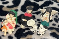 Vintage 4 Pc Figurine Set Folk artisan-made  Women With Baby And Cow Decorative picture