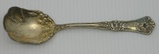 OLD VICTORIAN SILVERPLATE SUGAR SHELL SPOON w FLOWER DECORATION, Wm ROGERS 1906 picture