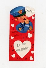 Vintage Ephemera Valentine Greeting Folds Child Policeman 2 x 5 picture