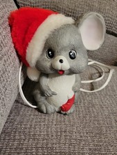 Vtg 1970s Light Up Ceramic Christmas Mouse Nite Lite Tested & Working 6” picture