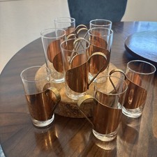 Vintage 1950s/60s Scanmalay Hot Toddy Glasses Set of Eight (8) MCM Retro Copper picture