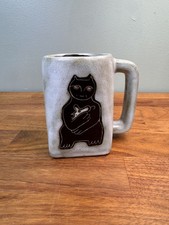 Mara of Mexico Art Pottery Black Cat Mug Stoneware 12 Oz Sturdy Excellent Square picture