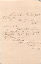 Handwritten Letter Signed James Chapman 1885 Malden MA Massachusetts picture