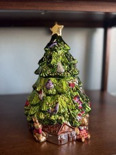 Vintage 1998 Allure Christmas Tree Cookie Jar Canister Ceramic 12” Holiday Decor picture