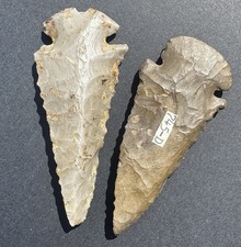 Pair Of Killer Dovetail Arrowhead Artifacts Largest Is 3 Inches Long MOTLEY COA picture