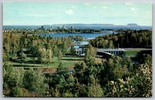Port Arthur Boulevard Lake Bridge Lookout Park Grain Elevators Ontario  Postcard picture