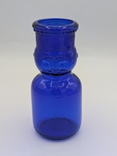 Vintage Cobalt Blue Glass  Baby Face Milk Bottle Reproduction Embossed Face picture