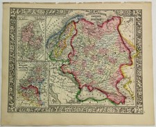 1860 Mitchell's Hand Tinted Map RUSSIA Sweden NORWAY Denmark Holland Belgium picture