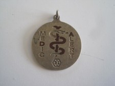 Medical Sterling Silver ID Tag Antique Round Blood picture