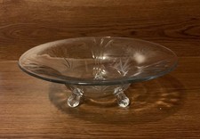 Vintage Three-Footed Etched Glass Console Style Bowl - 11
