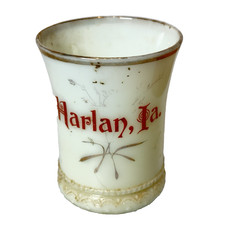 HARLAN IOWA IA Uranium Antique Custard Glass Souvenir Trinket MINI SHOT CUP picture