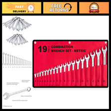 19-Piece Complete Metric Combination Wrench Set in Roll-up Pouch, No Skipped Met picture