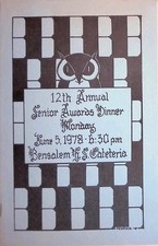 1978 Bensalem HS Senior Awards Dinner Program Owl Art Petrick Bucks County PA picture