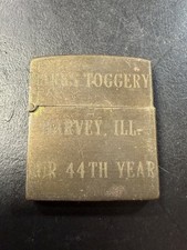 Vintage Marks Toggery Advertising Lighter Harvey IL 44th Year Brass Pocket (B3) picture