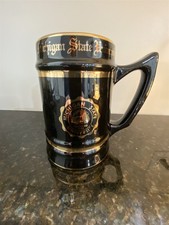 Vintage MSU Mug Michigan State University Large Ceramic Mug Black Pottery picture