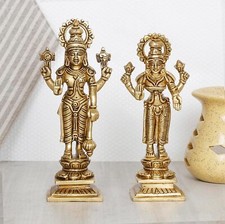 Laxmi Vishnu Statue Brass Religious Hindu Deities Lakshmi Narayan Idol 8 Inch picture