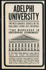 1964 Adelphi University New York World's Fair theme vintage print ad picture