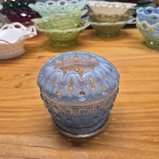 Imperial Glass Light Blue and Opal with Flower Design picture