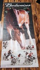 2001 LG  2 Sided Budweiser Christmas Banner Sign 70