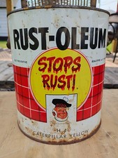 Vintage Rust-Oleum GALLON Paint Can H-4 Caterpillar Yellow 1960s 70s Rustoleum picture