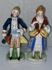 VTG Made In Occupied Japan Colonial Victorian Couple Figurines 8” Hand Painted picture