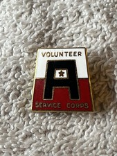 RARE WWII 1st Army Division Service Corps Volunteer Lapel Pin DUI Insignia PB picture