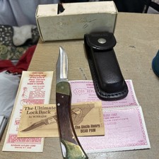 Vintage Uncle Henry Schrade LB7 USA Lockback Knife, Sheath, Box & Papers incl.  picture