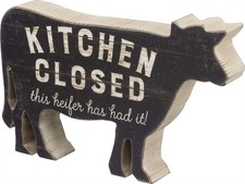 Primitives by Kathy Chunky Sitter Kitchen Closed Heifer Has Had It, Black, White picture